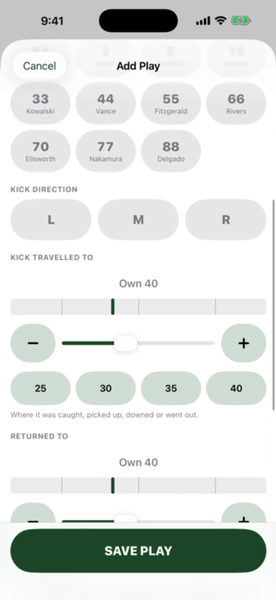 The kicking game form.